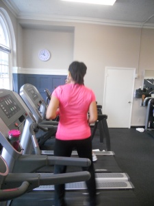 kim on the treadmill at the Y